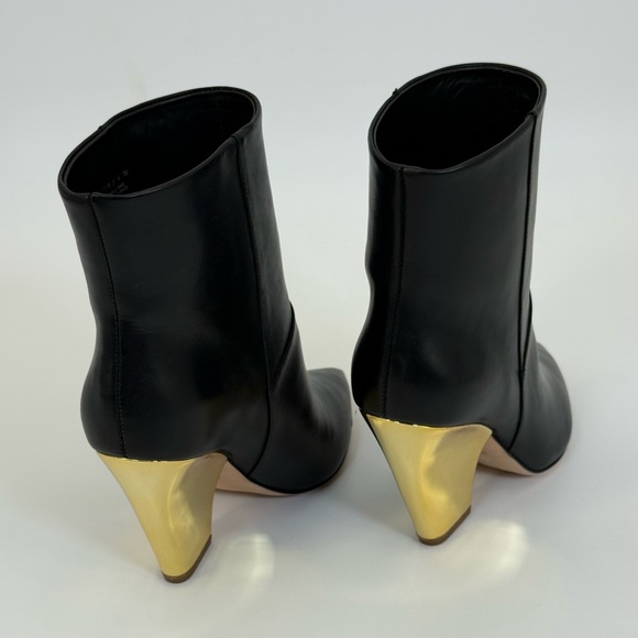 Tory Burch Calf Leather Lila 90MM Booties With Gold Sculptural Heel Size 7 - Picture 5 of 17